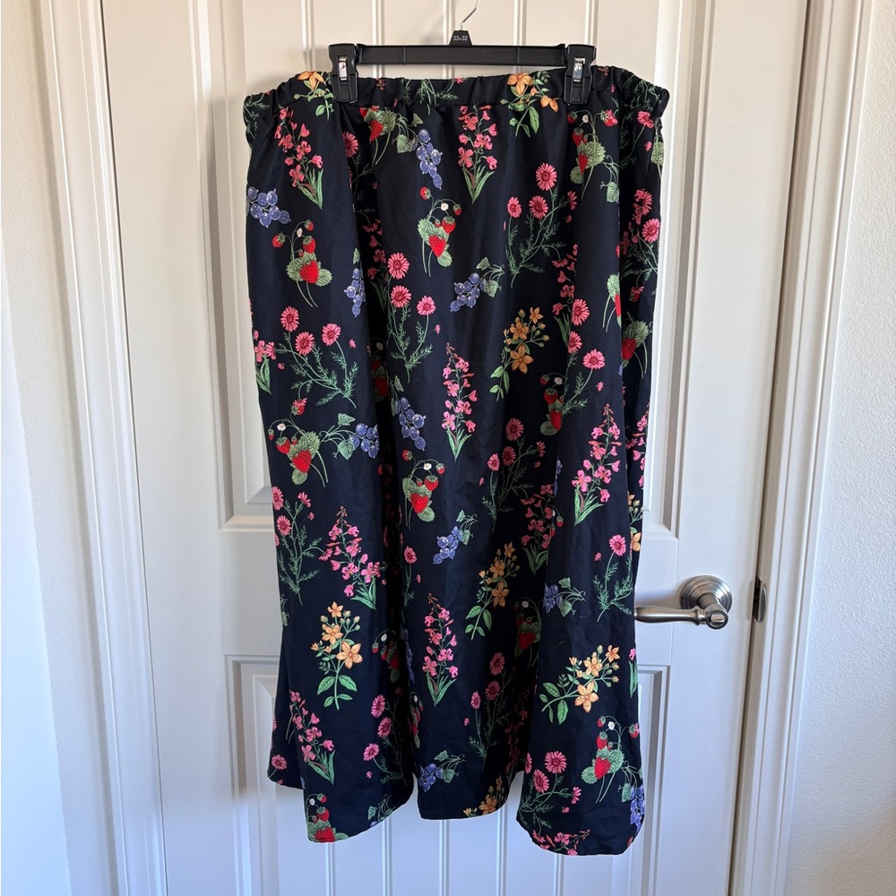 Cider Black Maxi Skirt with Colorful Floral Design